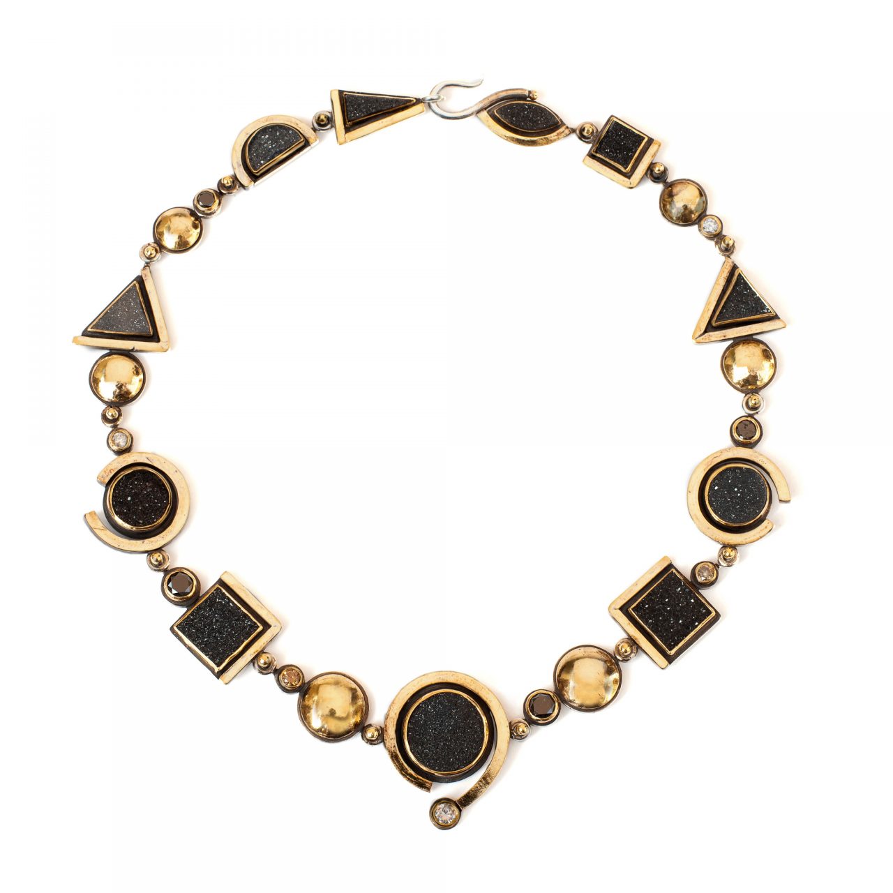 Necklace with Druzies & Cinnamon Diamonds